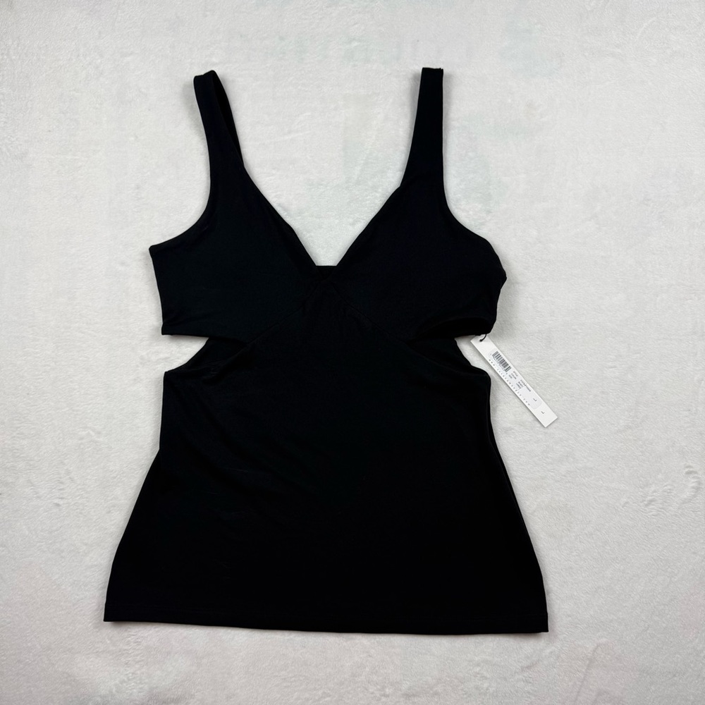 Susana Monaco V Neck Side Open Strap Tank in Black Women’s Large